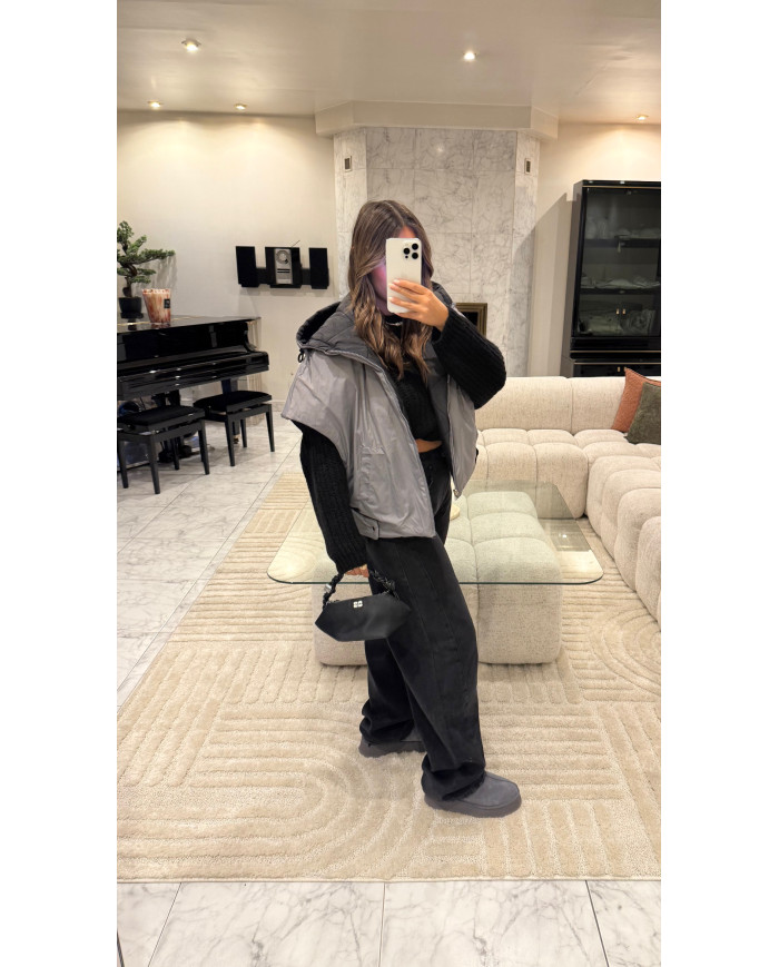 Doudoune sans manches réversible noir & grise