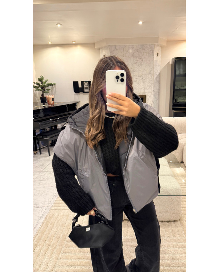 Doudoune sans manches réversible noir & grise