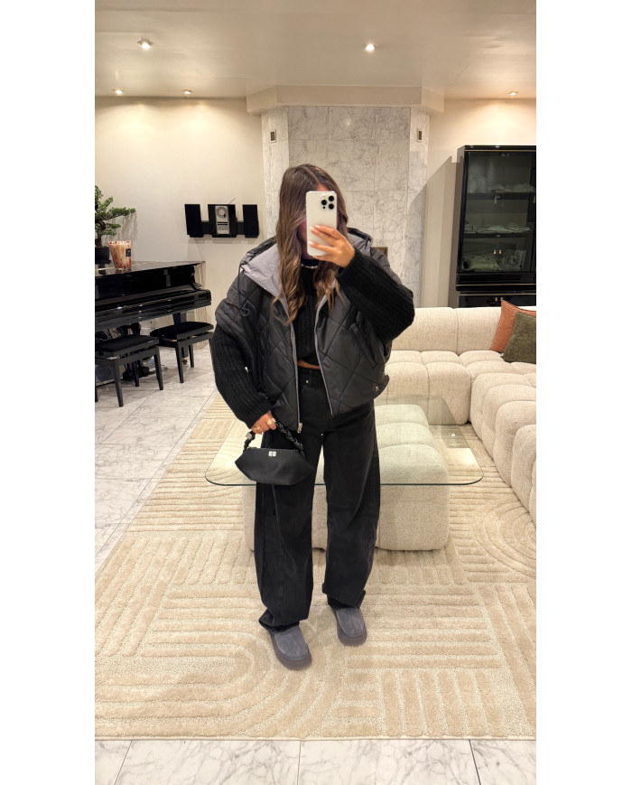 Doudoune sans manches réversible noir & grise