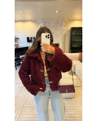 Veste bouclette froufrou bordeaux