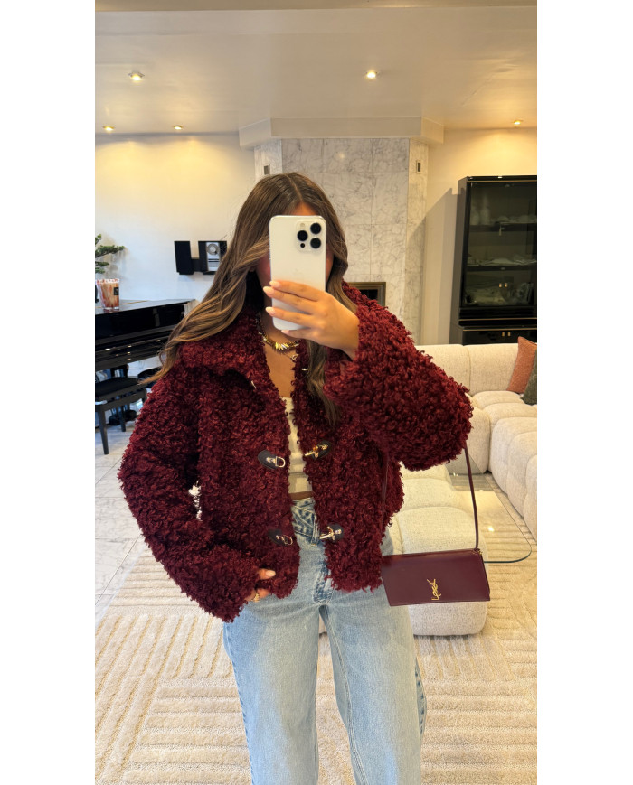 Veste bouclette froufrou bordeaux