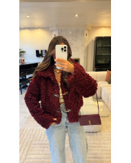 Veste bouclette froufrou bordeaux