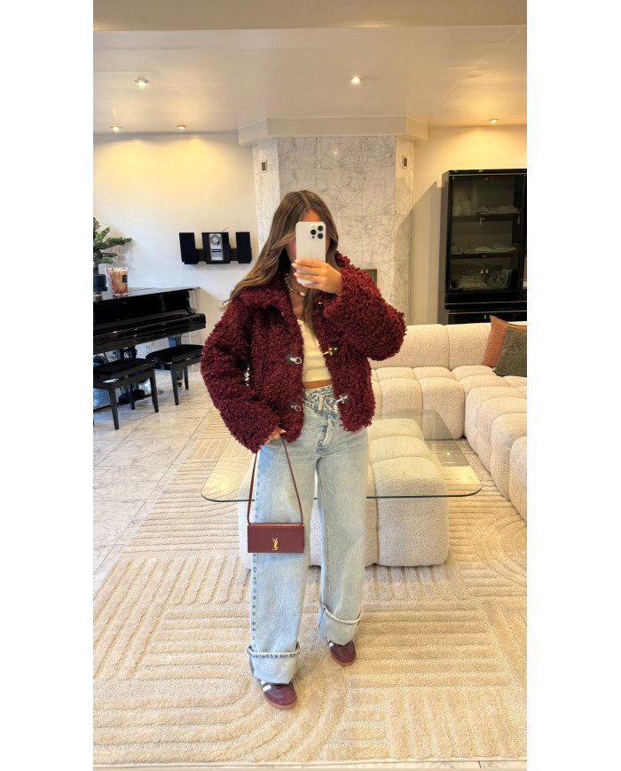 Veste bouclette froufrou bordeaux