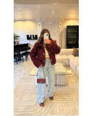 Veste bouclette froufrou bordeaux