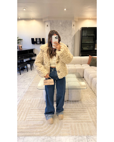 Veste bouclette froufrou Beige