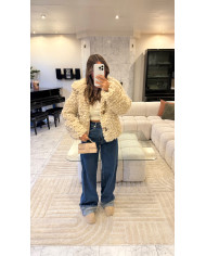 Veste bouclette froufrou bordeaux