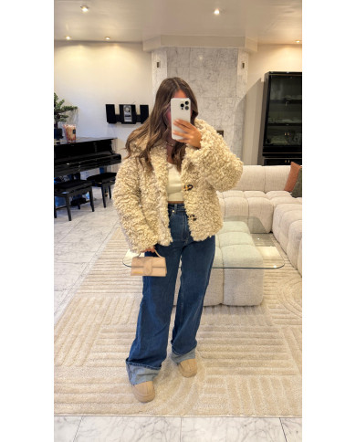 Veste bouclette froufrou Beige