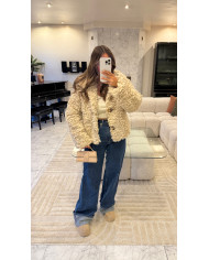 Veste bouclette froufrou Beige