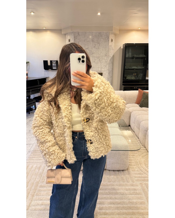 Veste bouclette froufrou Beige