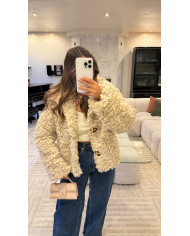 Veste bouclette froufrou Beige