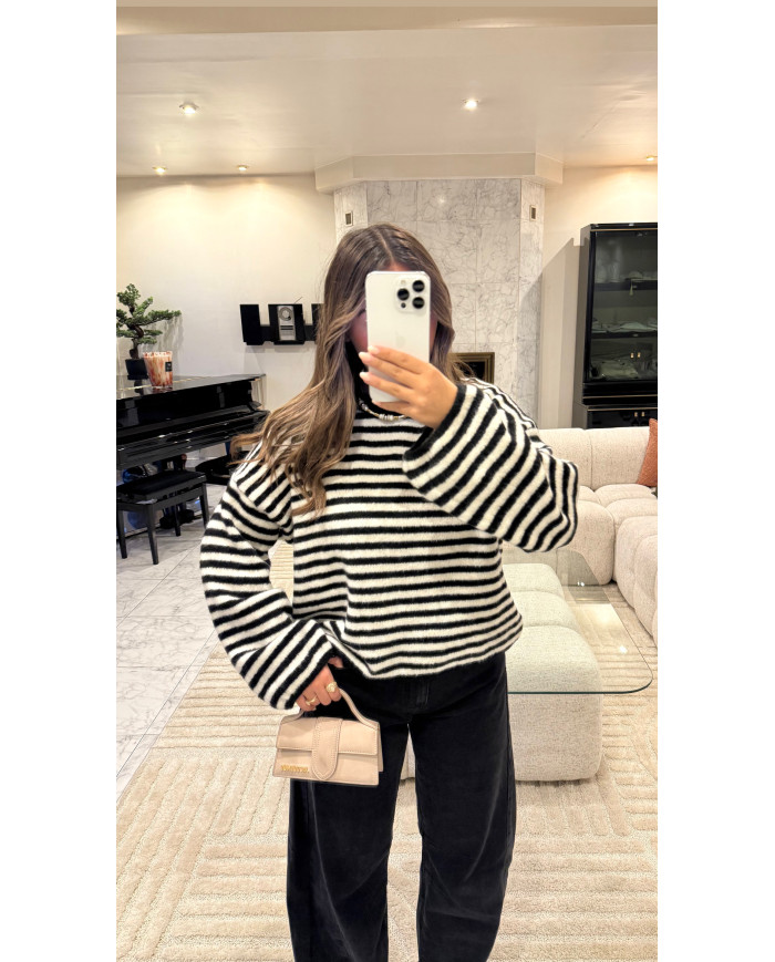 Pull maille marin noir & blanc