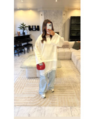 Pull Bi matière blanc & dentelle