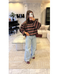 Pull Hanna rayé Noir & Bordeaux
