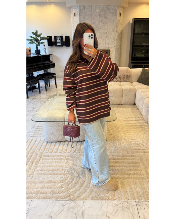 Pull Hanna rayé Bordeaux & Choco