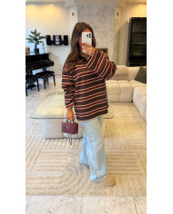 Pull Hanna rayé Bordeaux & Choco
