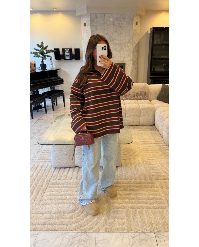 Pull Hanna rayé Bordeaux & Choco