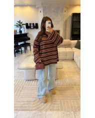 Pull Hanna rayé Bordeaux & Choco