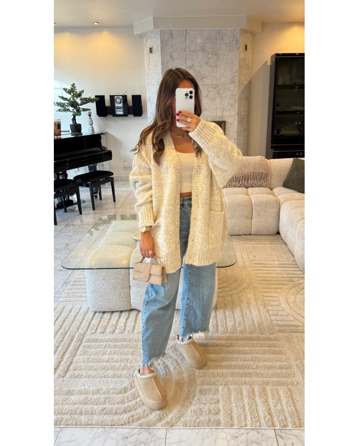 Cardigan maille oversize Écru
