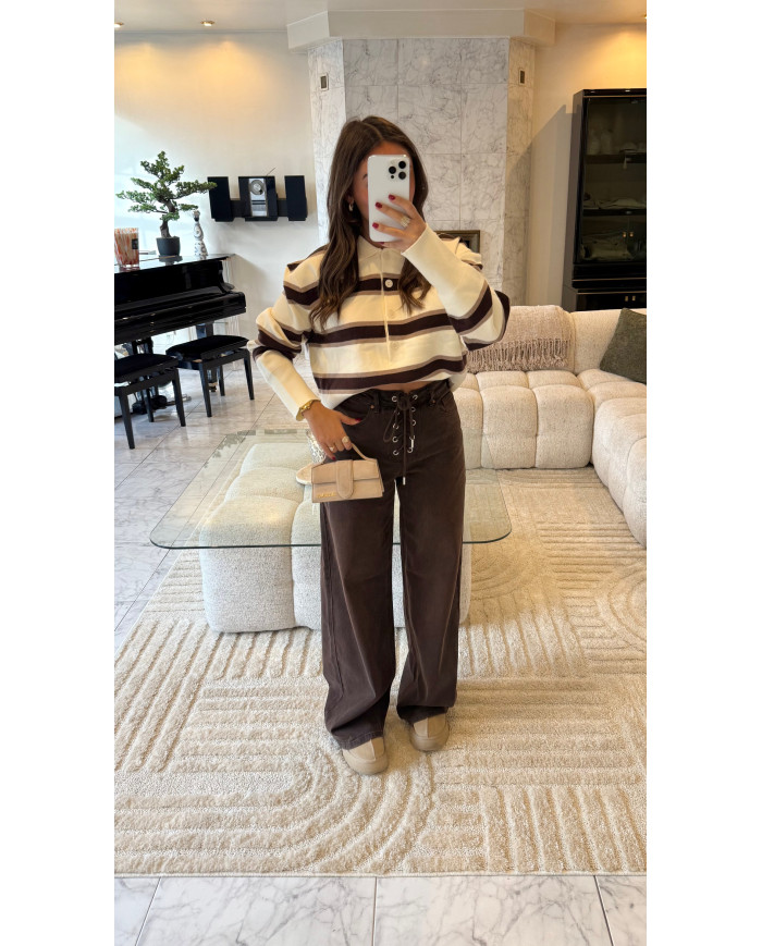 Pull cashy marin écru & Choco