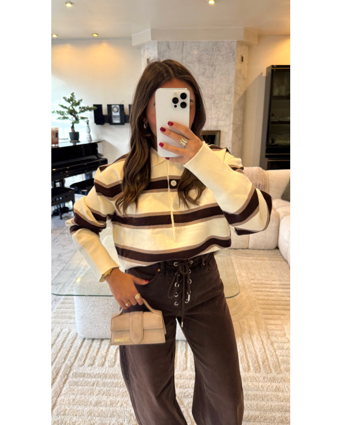 Pull cashy marin écru & Choco