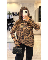 Col roulé oversize léopard