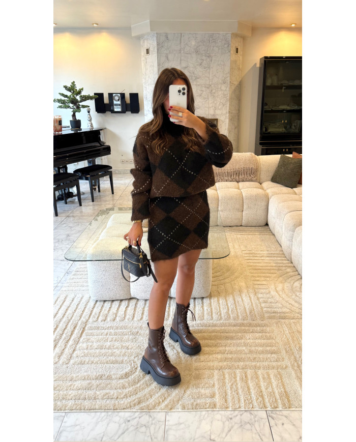 Jupe Courte losange Brown & black