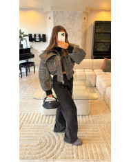 Ensemble crop jogging délavé taupe