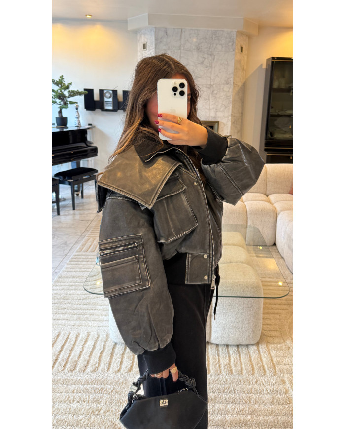 Veste Simili Hailey Grise