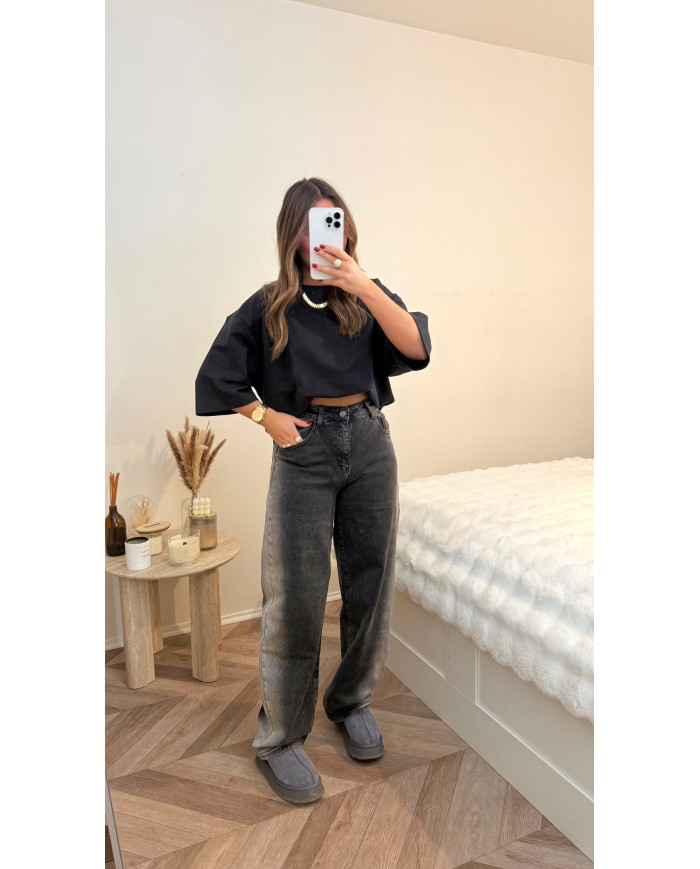 Jean évasé noir bicolore