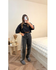 Jean évasé noir bicolore