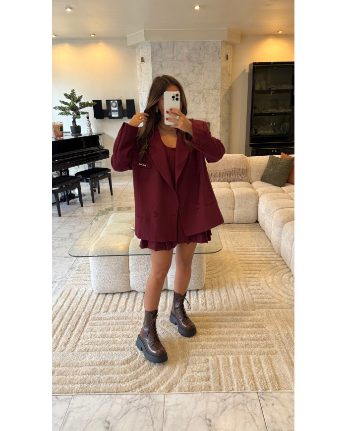 Ensemble Mui blazer + robe bordeaux