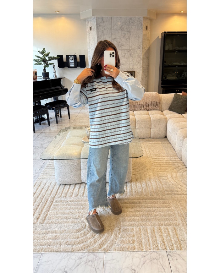 T-shirt manches rayé lui Choco & bleu