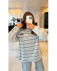 T-shirt manches rayé lui Choco & bleu