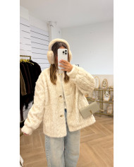Veste Fourrure Pilou Écru