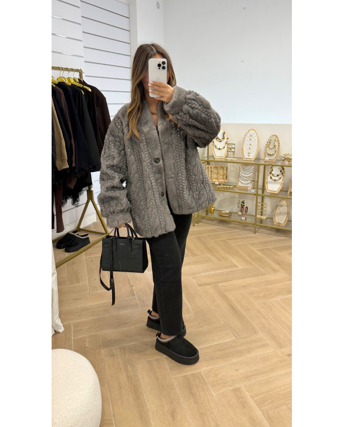 Veste fourrure Pilou Grise