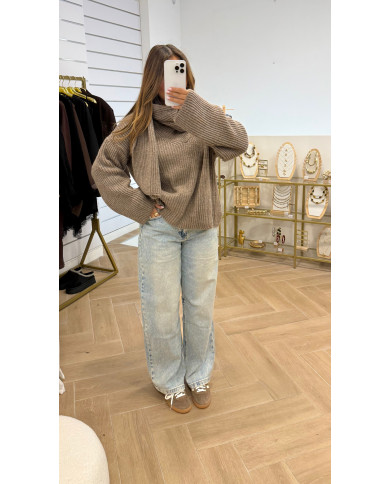 Pull Cocon Écharpe Taupe