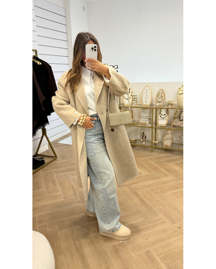 Manteau 100% Laine écru