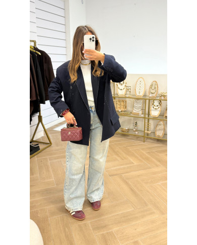 Blazer Surpiqué bleu marine