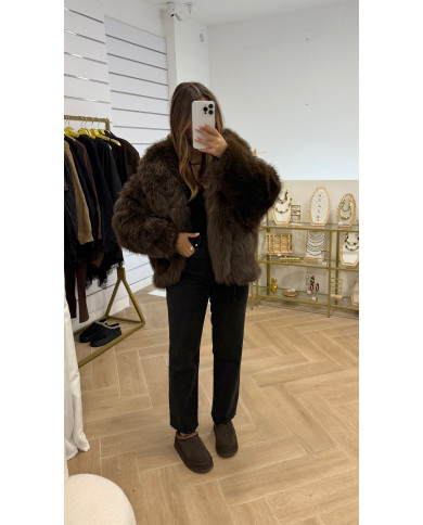 Fourrure Vegan À capuche Choco