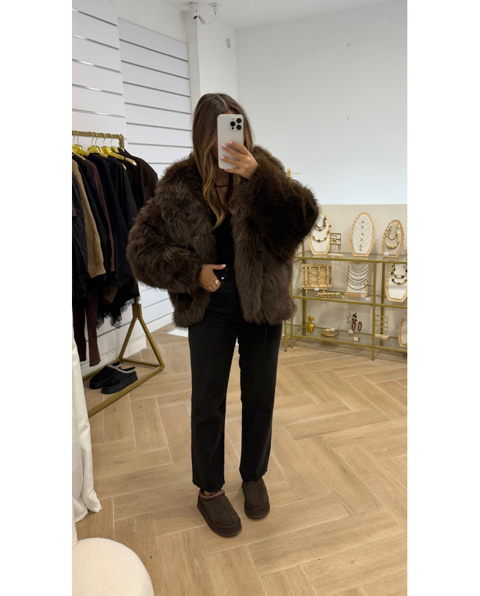 Fourrure Vegan À capuche Choco