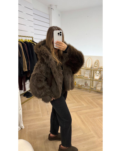 Fourrure Vegan À capuche Choco