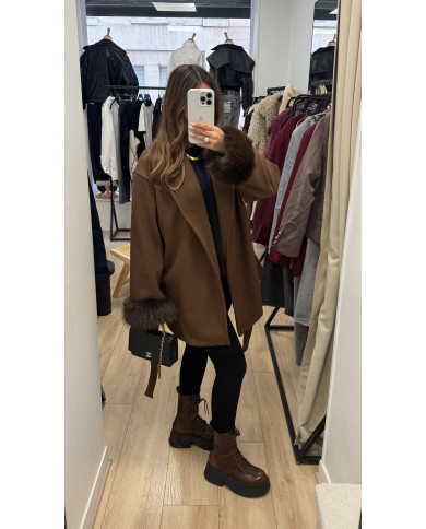 Manteaux Aylin fourrure Choco