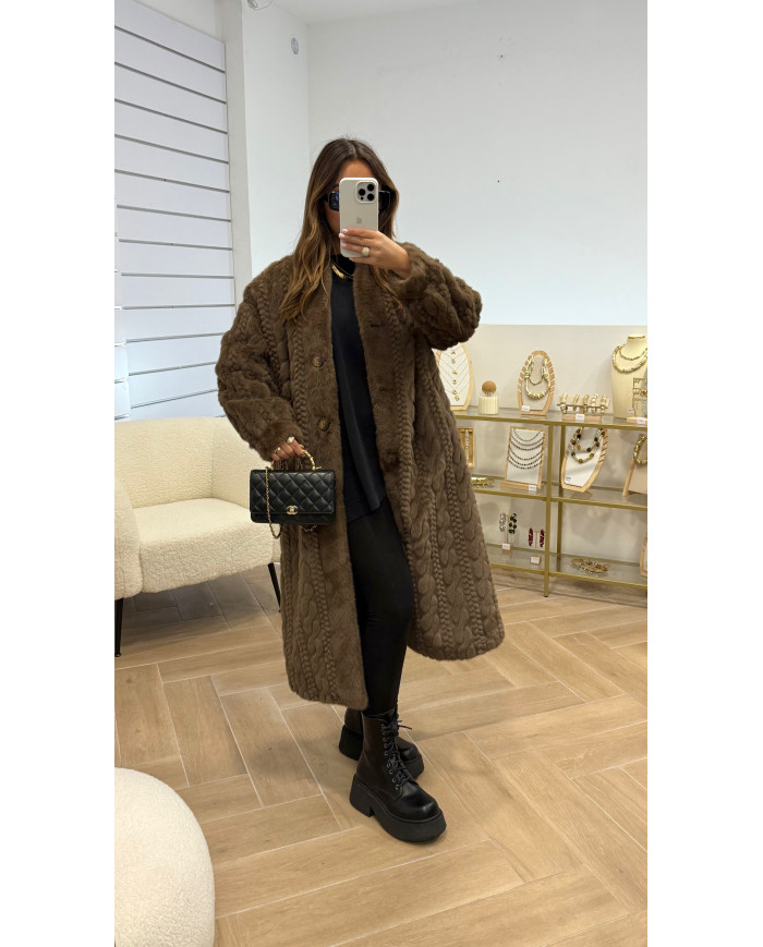 Veste Longue fourrure Pilou Choco