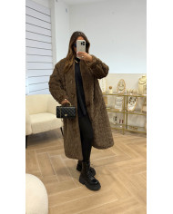 Veste Longue fourrure Pilou Choco