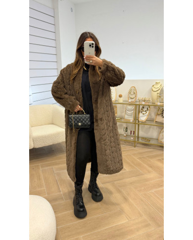 Veste Longue fourrure Pilou Choco