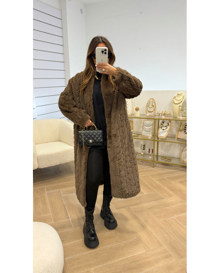 Veste Longue fourrure Pilou Choco