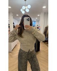 Pull épaulette taupe Zip