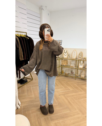 T-shirt Polaire Rayé Choco