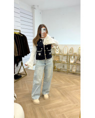 Gilet Noé bleu marine détails bijoux