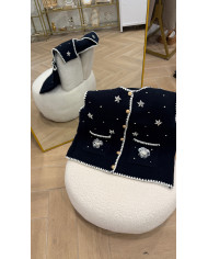 Gilet Noé bleu marine détails bijoux